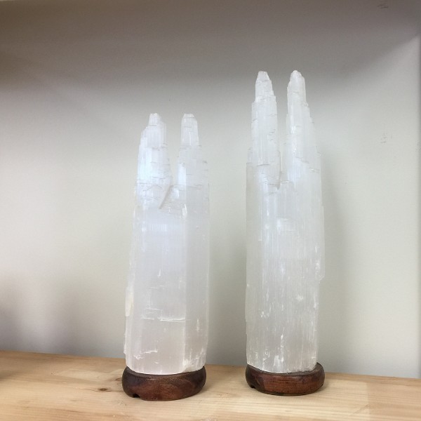 Selenite Lamp Large White 13"